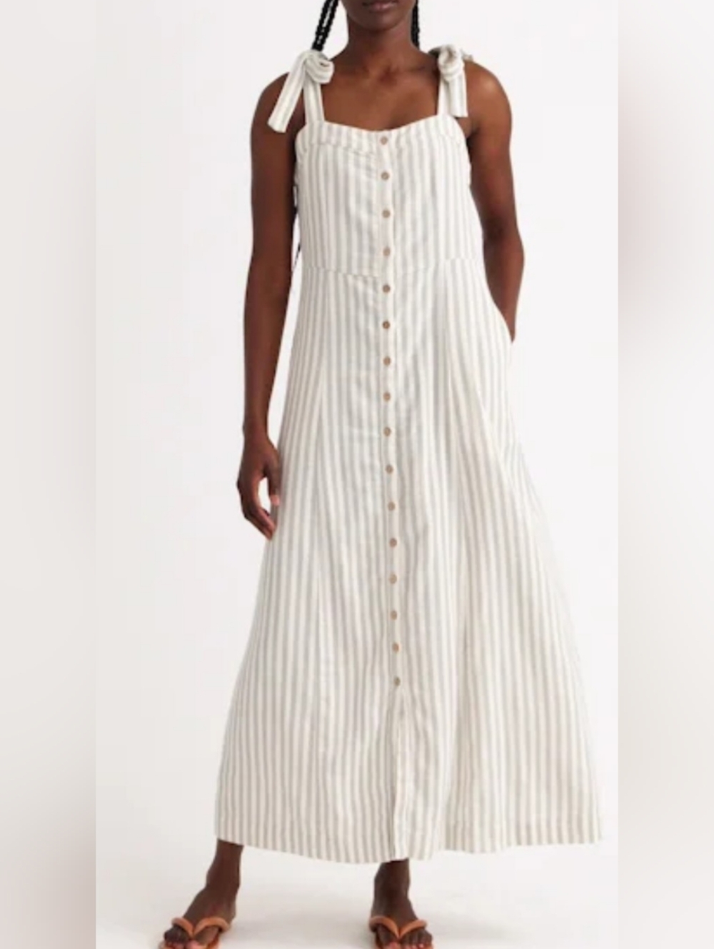Faherty Nautical Beachy Coastal Neutral Preppy Yacht Neutral Dress M NWOT - Picture 11 of 11